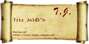 Titz Jolán névjegykártya