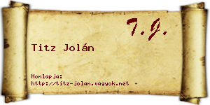 Titz Jolán névjegykártya